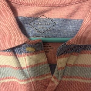 Legacy Pink and Blue Polo with Chambray Collar